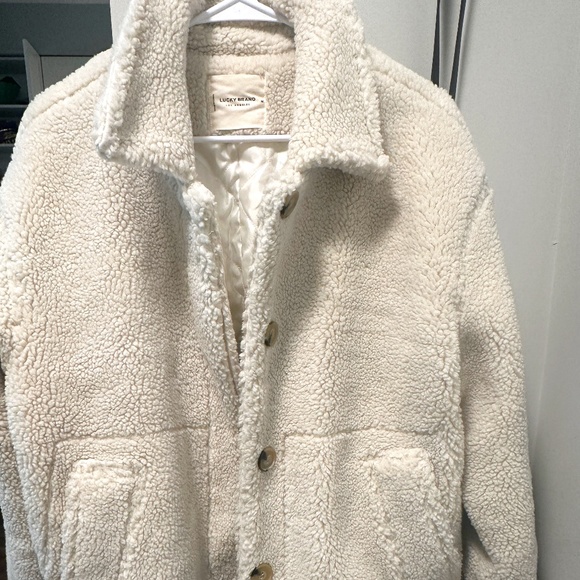 LUCKY BRAND SHERPA SHACKET ivory off white excellent condition - Picture 1 of 6